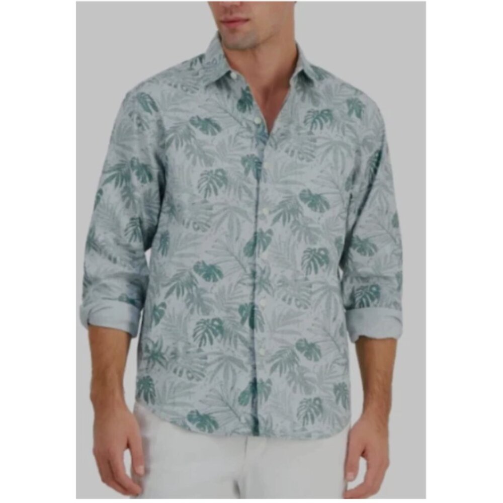 Tommy Bahama Mens Digital Palms Printed Shirt in Trout Size M